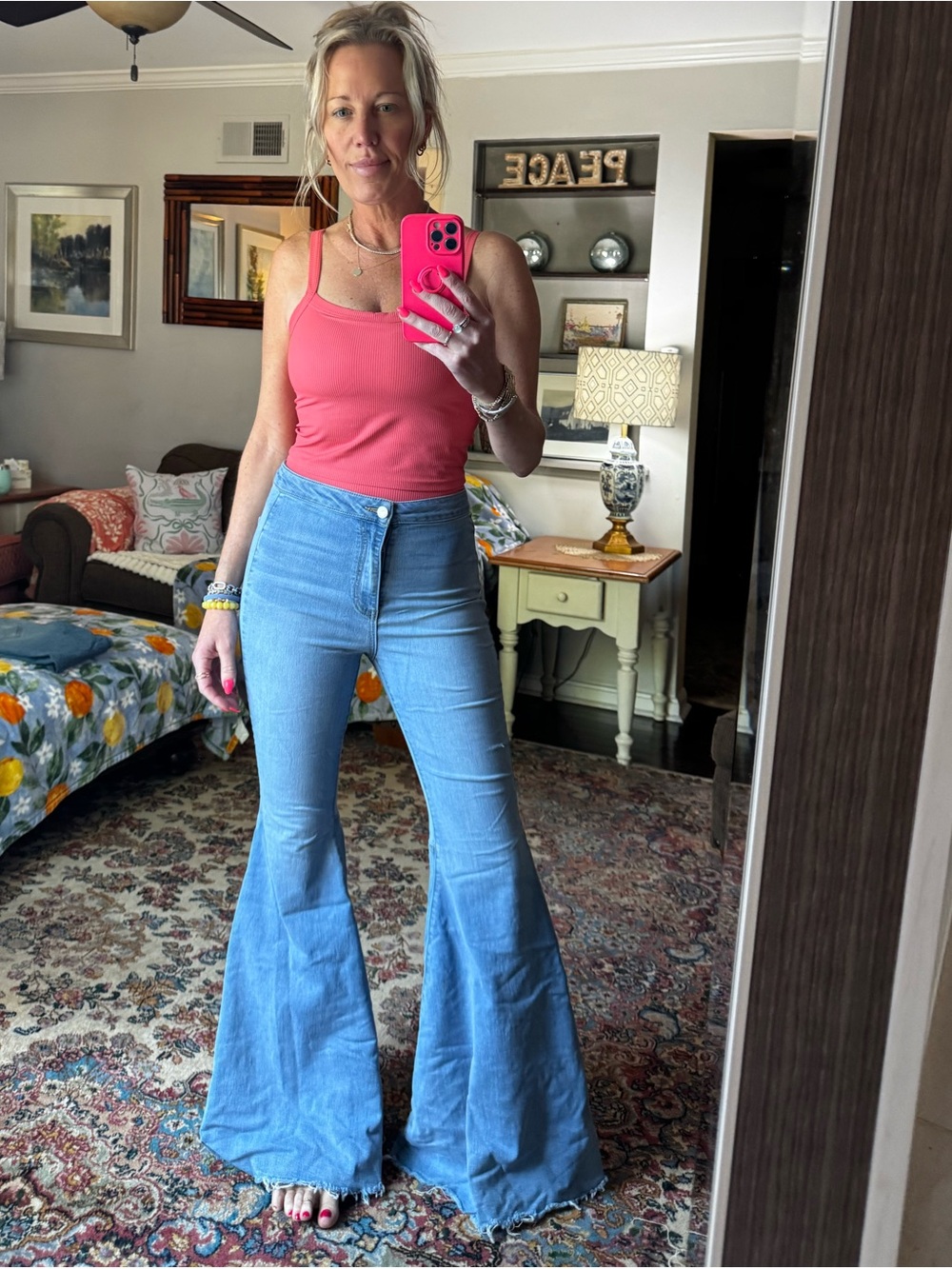 Free People Light Blue High-Waist Flare Jeans